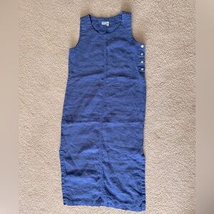 VGUC 100% Linen True Vintage 1990s Cali Cali Apron Pinafore Jumper Maxi Dress